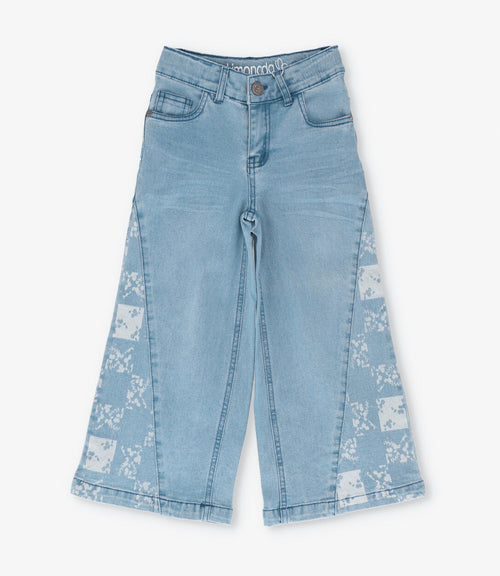 Jeans niña con flores y brillos