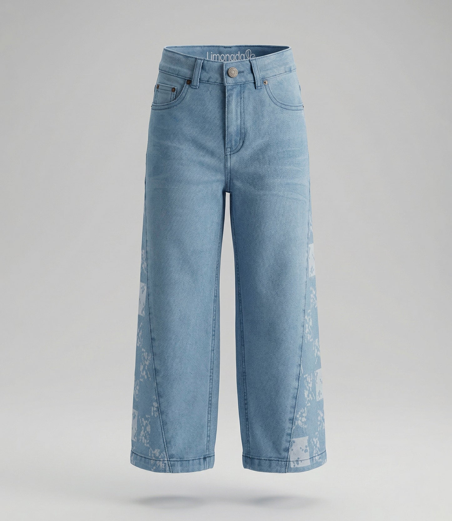 Jeans niña con flores y brillos