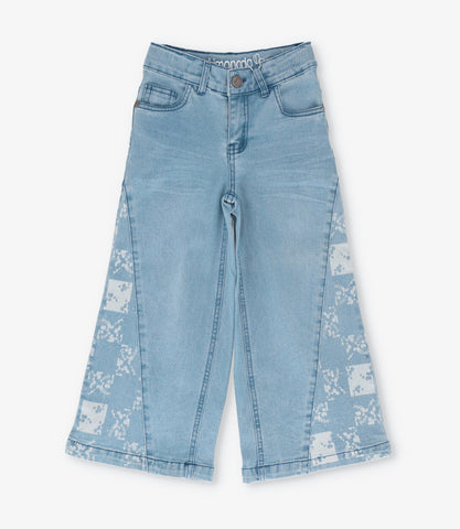 Jeans niña con flores y brillos