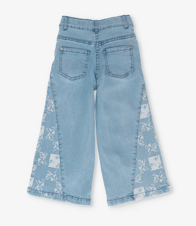 Jeans niña con flores y brillos