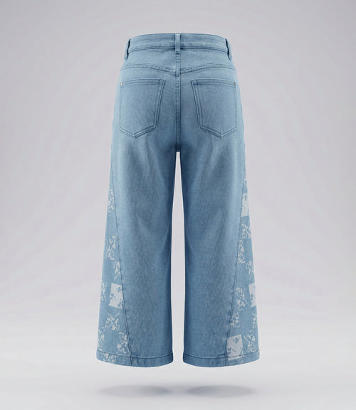 Jeans niña con flores y brillos