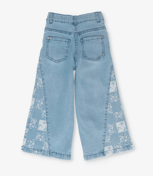 Jeans niña con flores y brillos