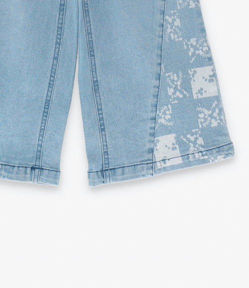 Jeans niña con flores y brillos