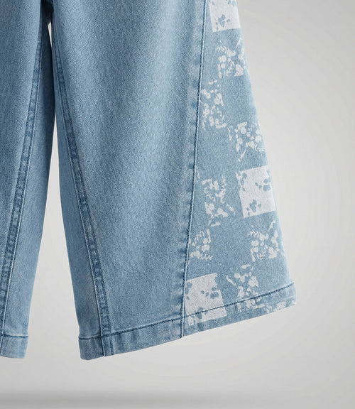 Jeans niña con flores y brillos