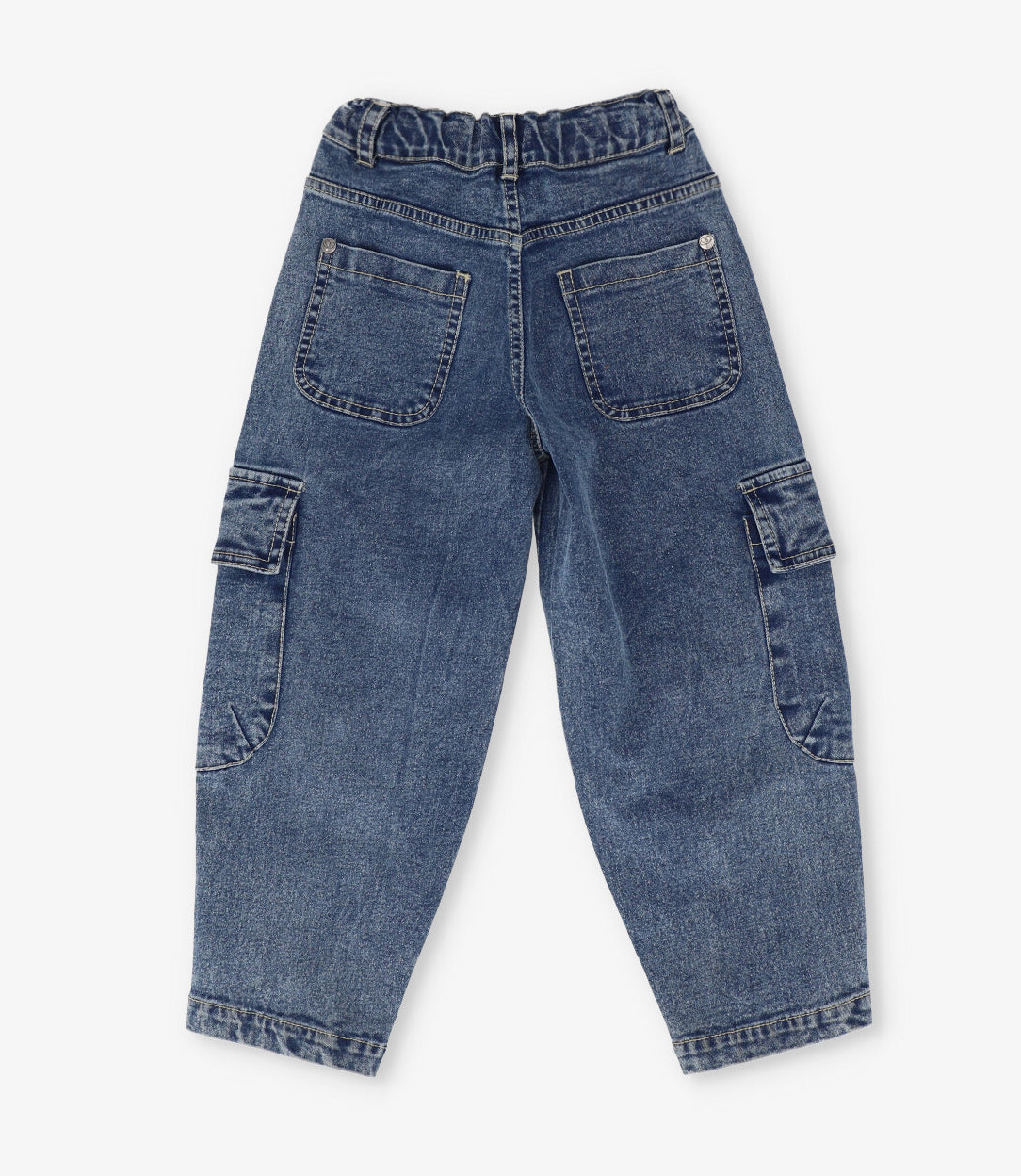 Jeans niña barrel con perlas 2 años / Azul Marino