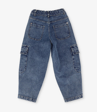 Jeans niña barrel con perlas 2 años / Azul Marino