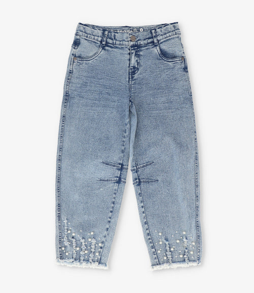 Jeans niña balloon con brillos 2 años / Azul Marino