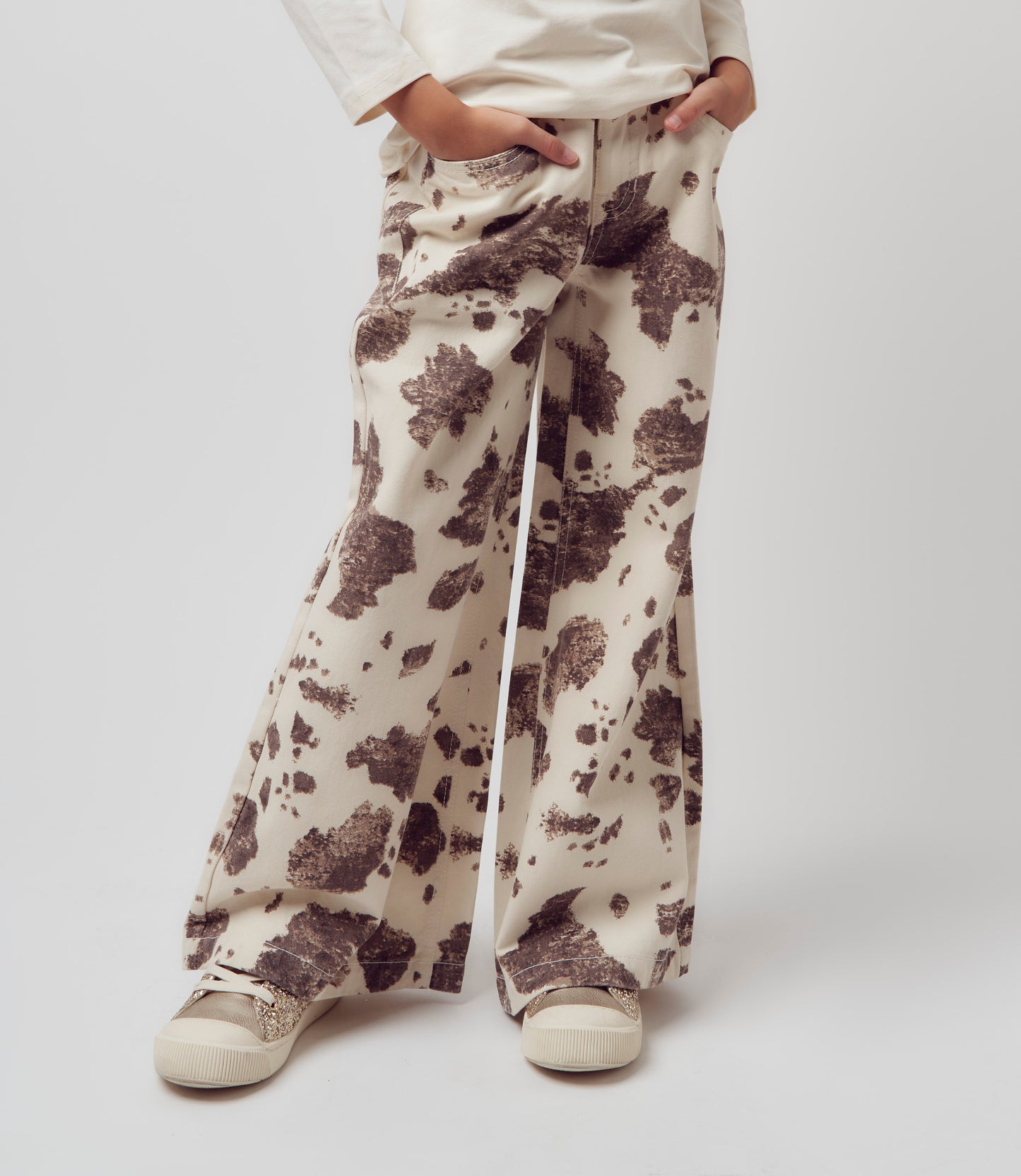 Jeans niña animal print 2 años / Crudo