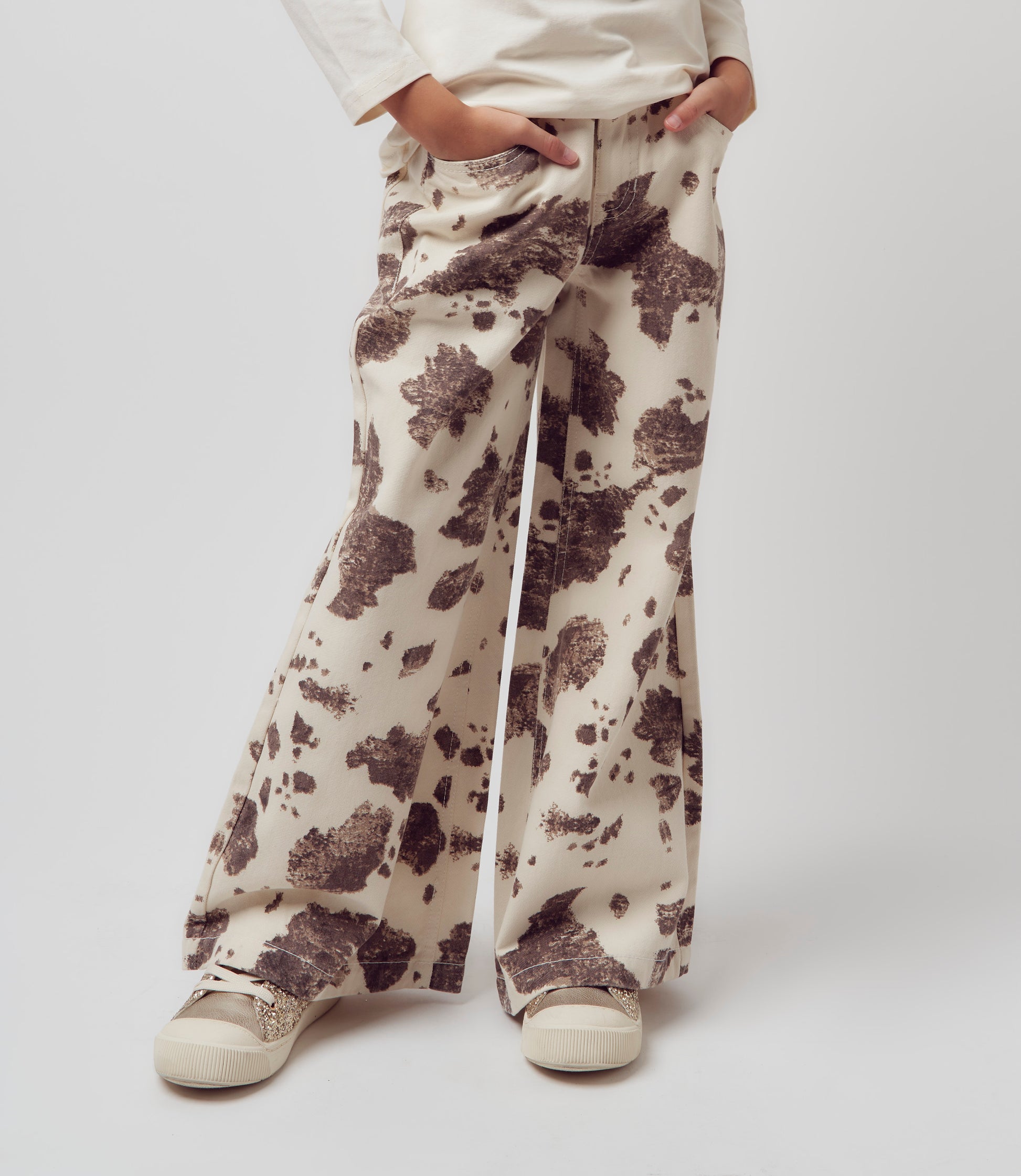 Jeans niña animal print 2 años / Crudo