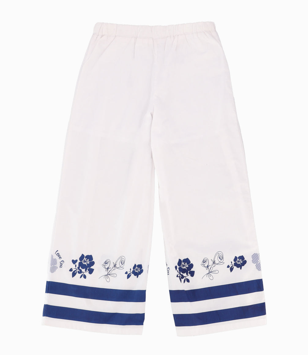 Pantalón Niña Con Flores 2 años / Blanco