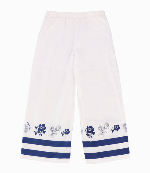 Pantalón Niña Con Flores 2 años / Blanco