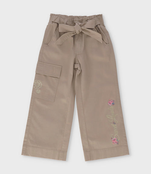 Pantalon niña con lazo 2 años / Beige