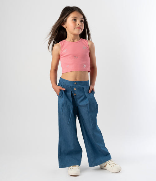 Pantalón niña denim
