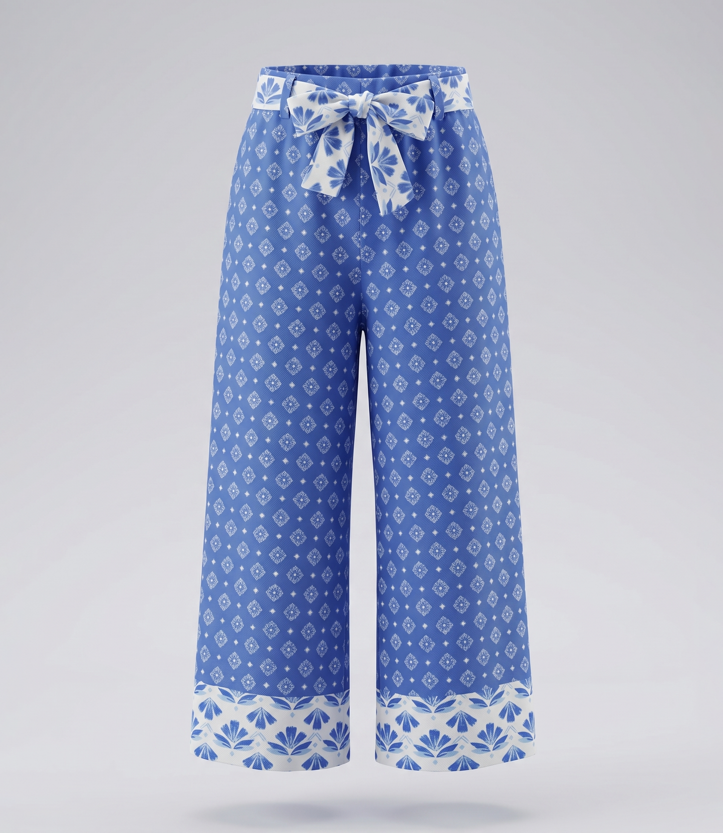 Pantalón niña de lino boho 2 años / Azul