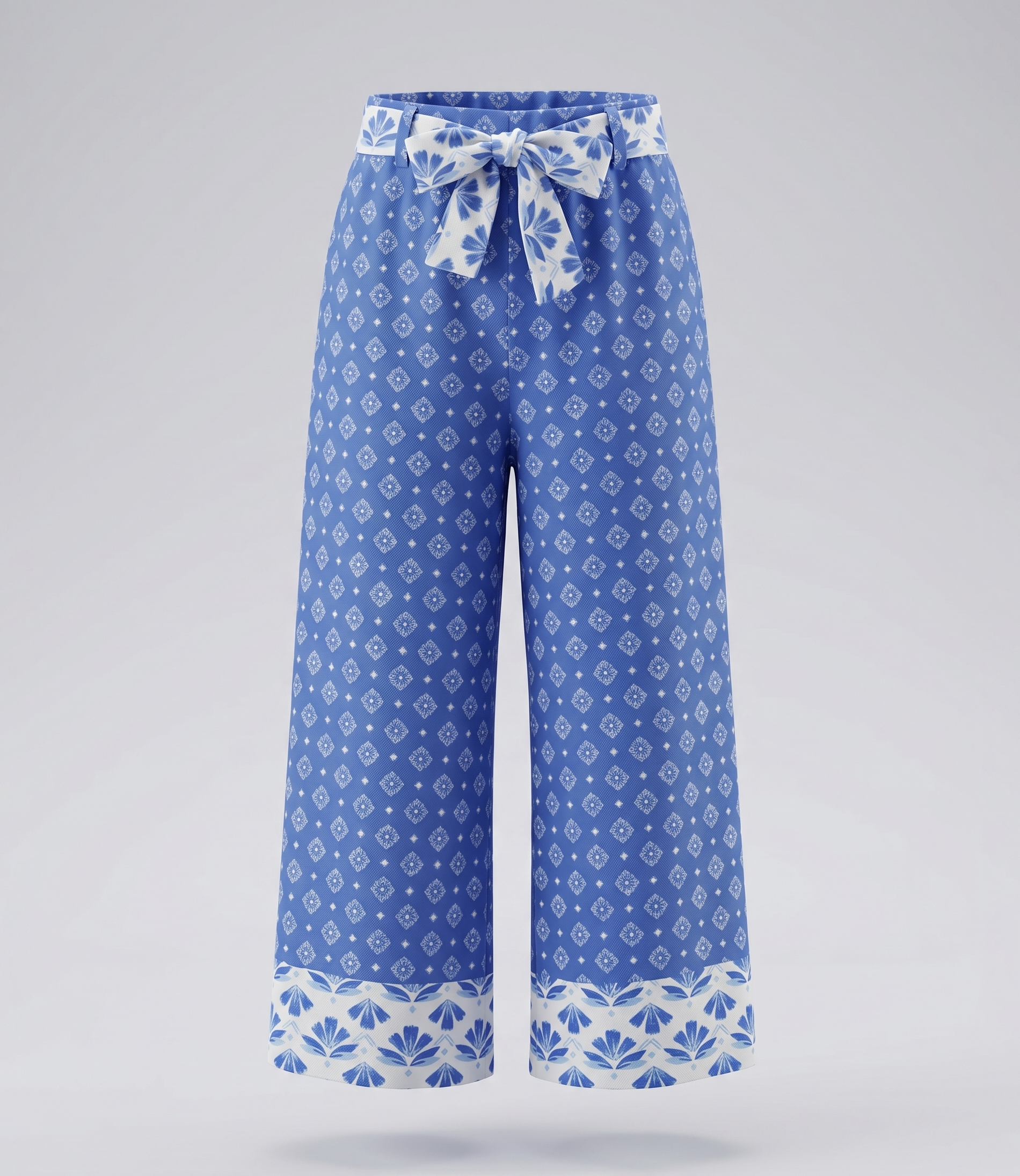 Pantalón niña de lino boho 2 años / Azul