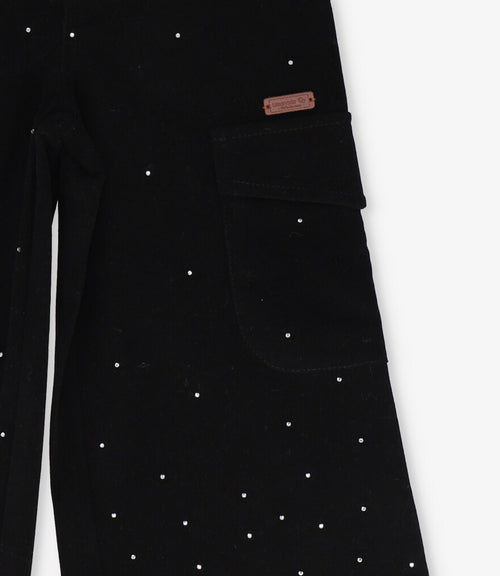 Pantalón niña de cotelé con brillos 2 años / Negro