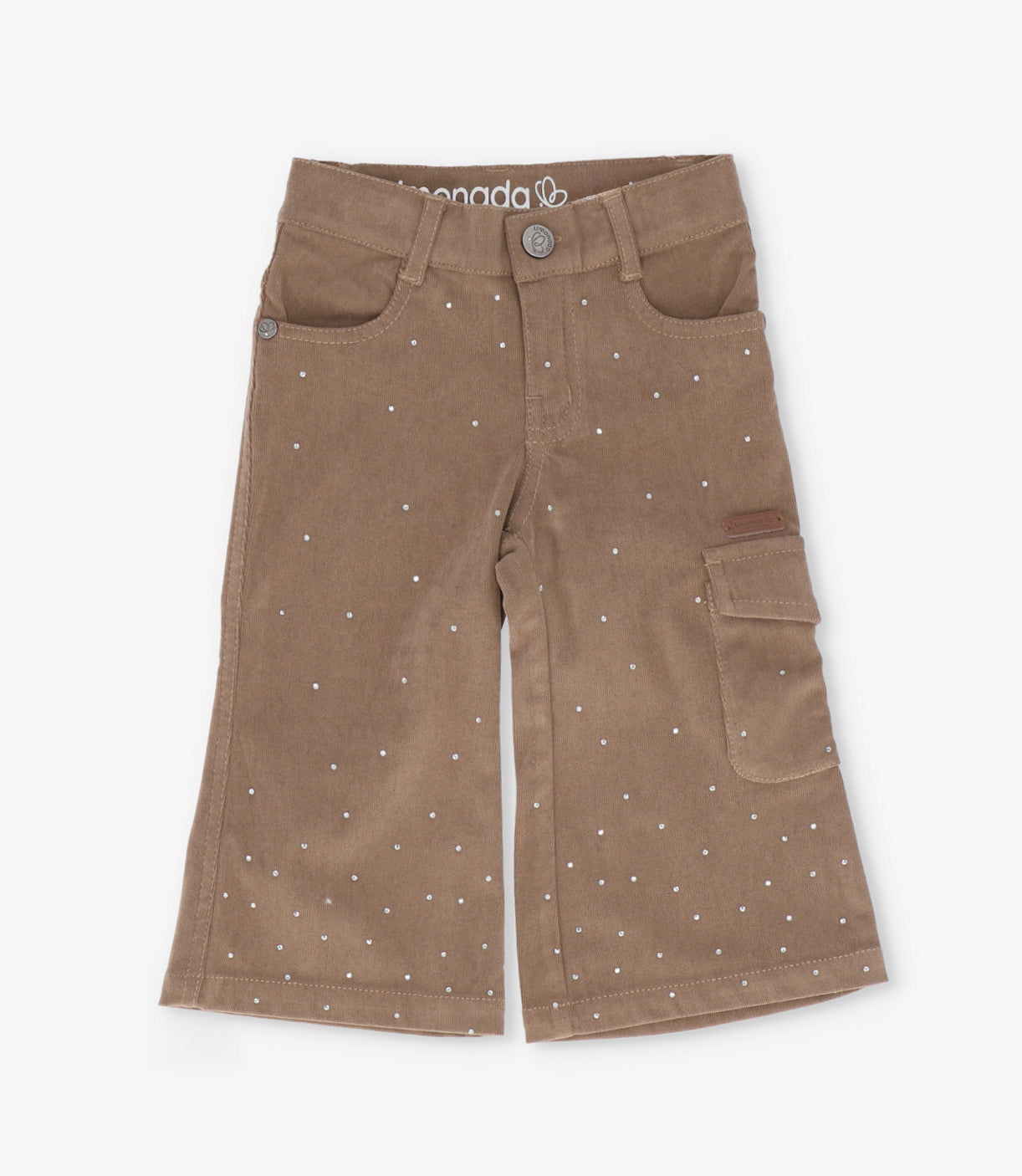 Pantalón niña de cotelé con brillos 2 años / Café