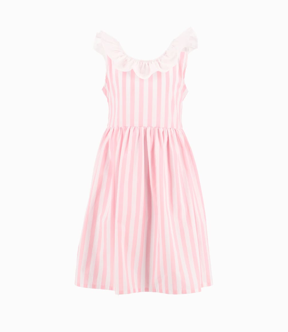 Vestido A Rayas Niña Rosado