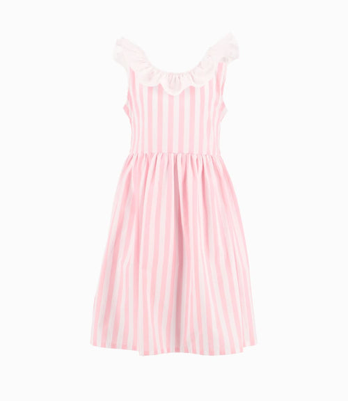 Vestido A Rayas Niña Rosado
