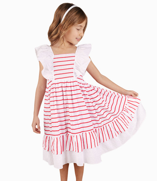 Vestido Niña Con Rayas 2 años / Rojo