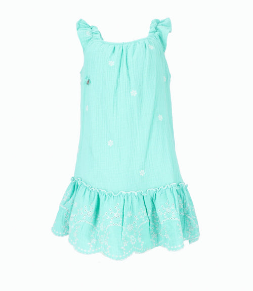 Vestido Niña Con Flores Bordadas 2 años / Menta