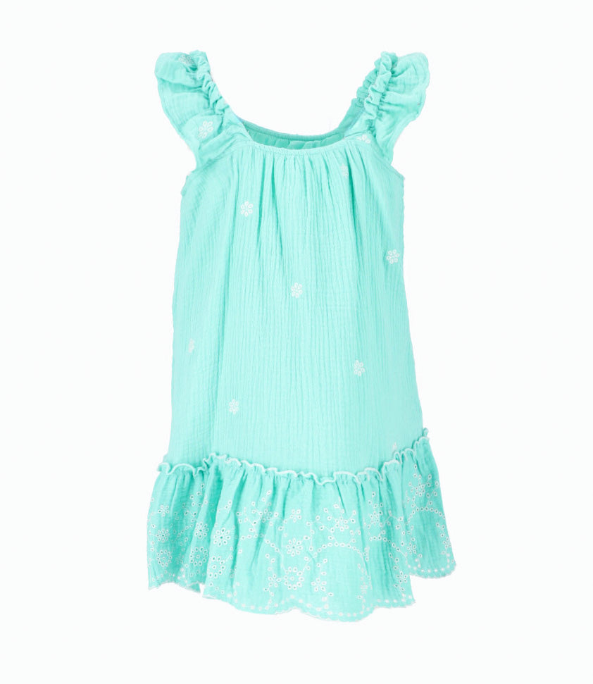 Vestido Niña Con Flores Bordadas 2 años / Menta