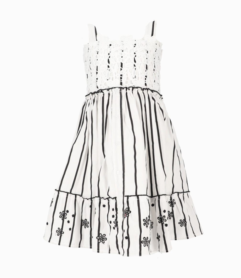 Vestido Niña Con Rayas 2 años / Blanco