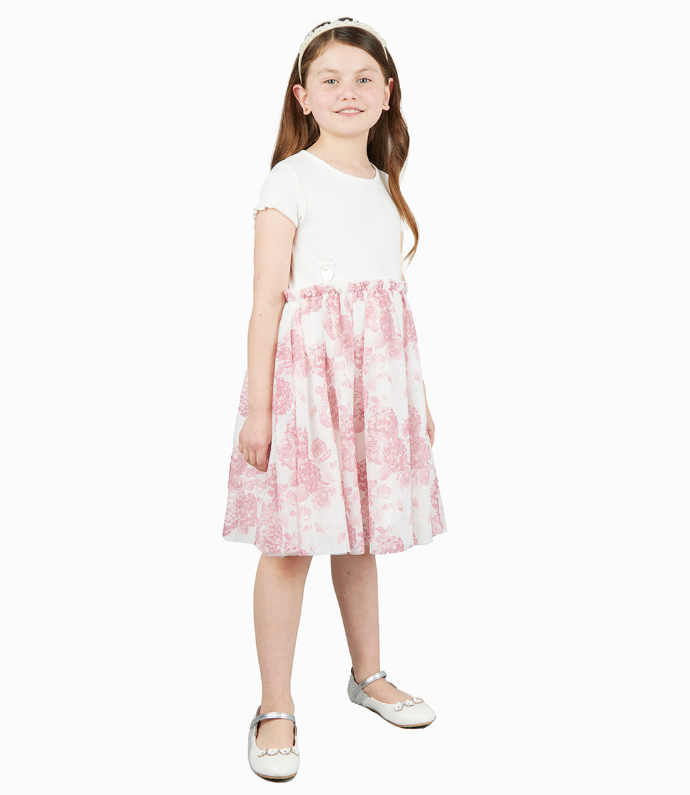 Vestido Niña Con Flores 2 años / Palo Rosa