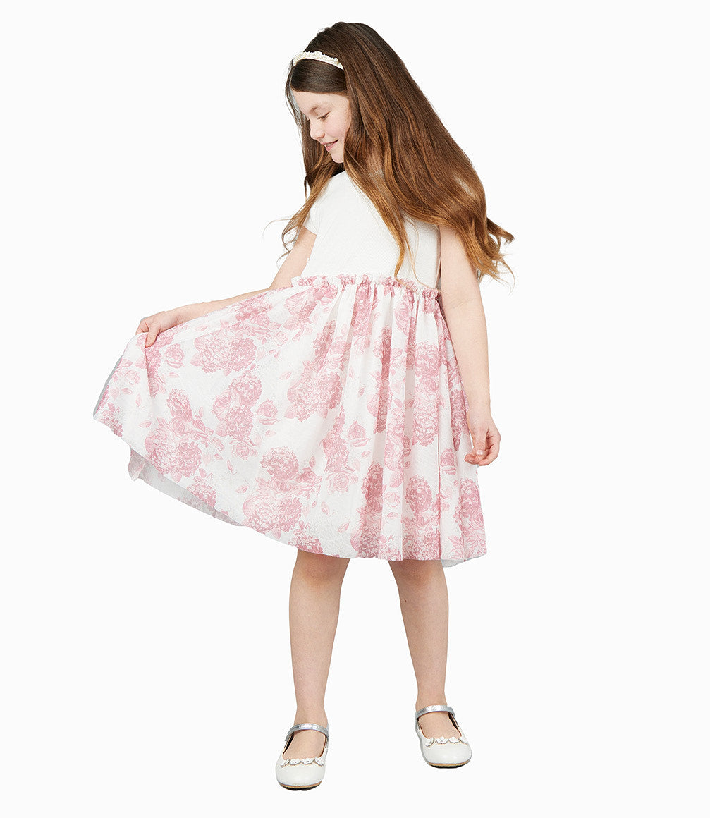 Vestido Niña Con Flores 2 años / Palo Rosa
