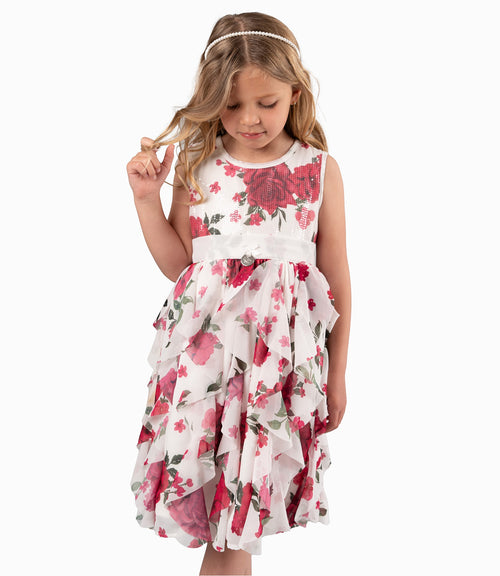 Vestido Niña Con Vuelos Y Flores