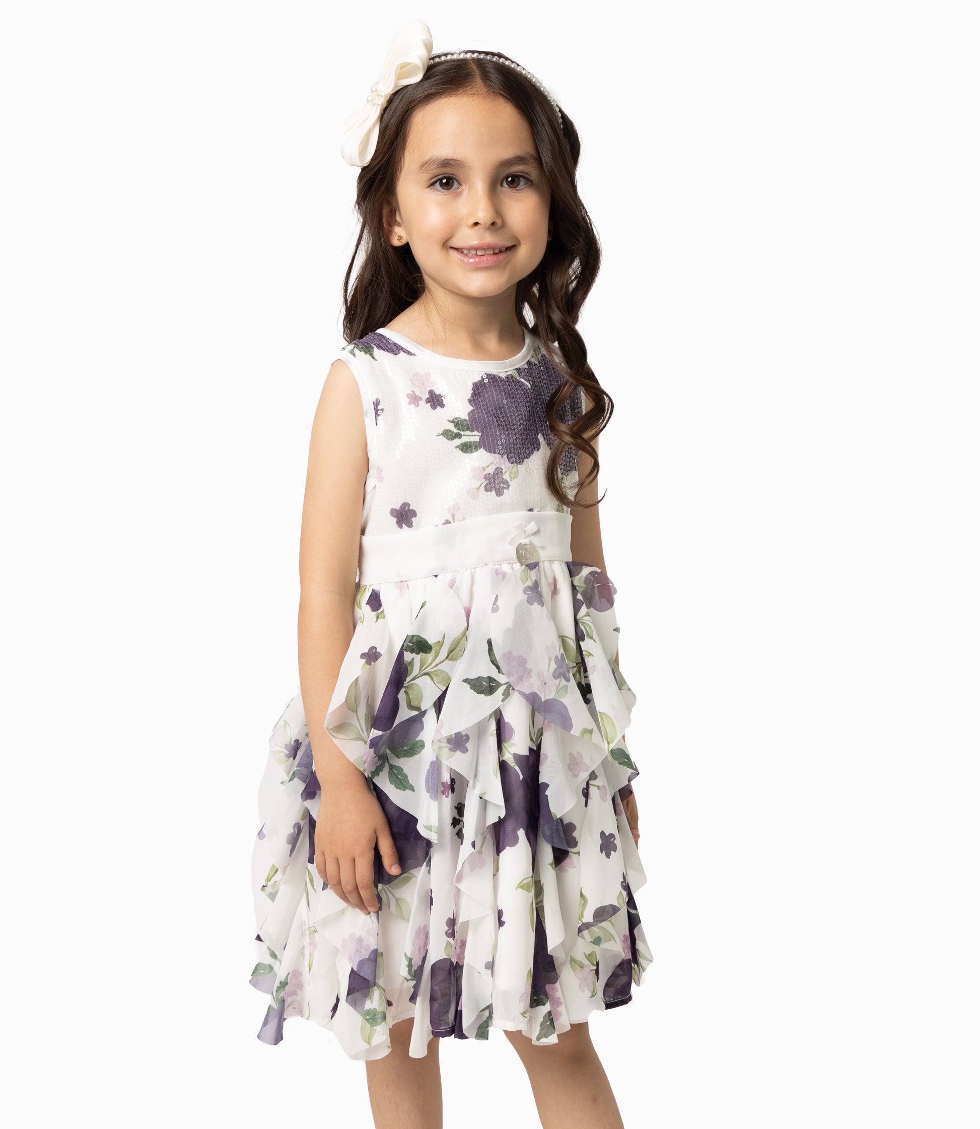 Vestido Niña Con Vuelos Y Flores 2 años / Morado