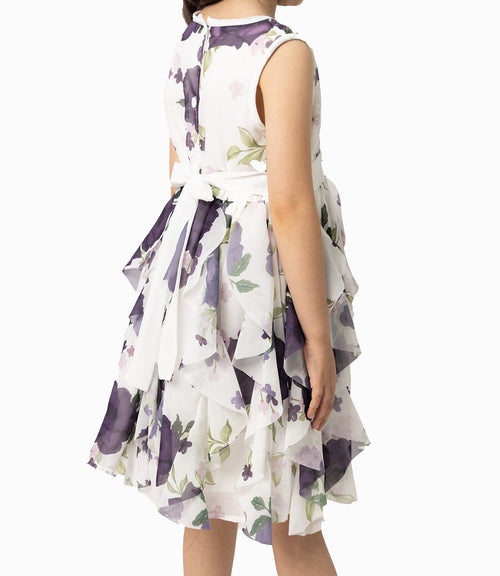 Vestido Niña Con Vuelos Y Flores 2 años / Morado