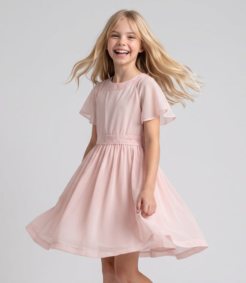 Vestido Niña Con Vuelos 2 años / Palo Rosa