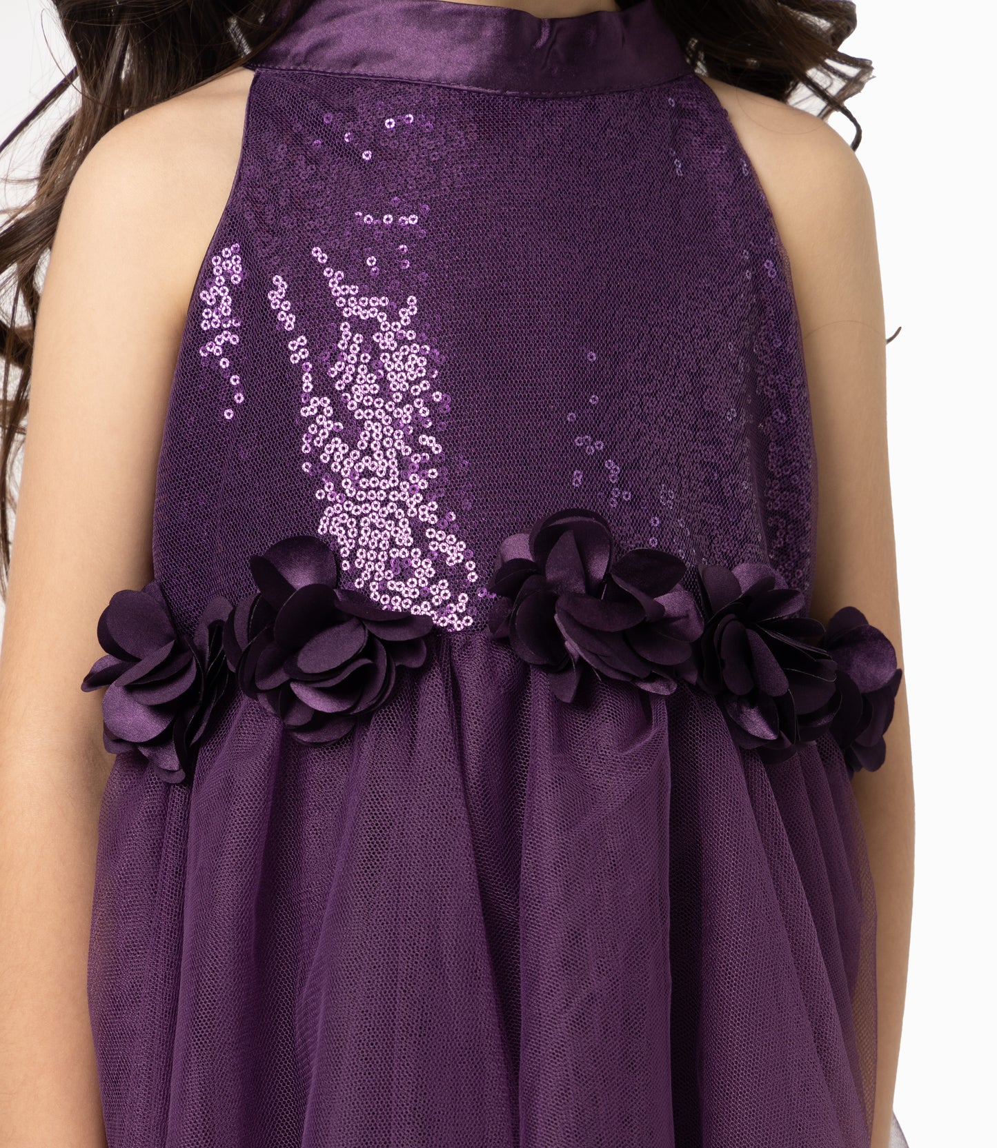 Vestido Niña Con Lentejuelas Y Flores 2 años / Palo Rosa
