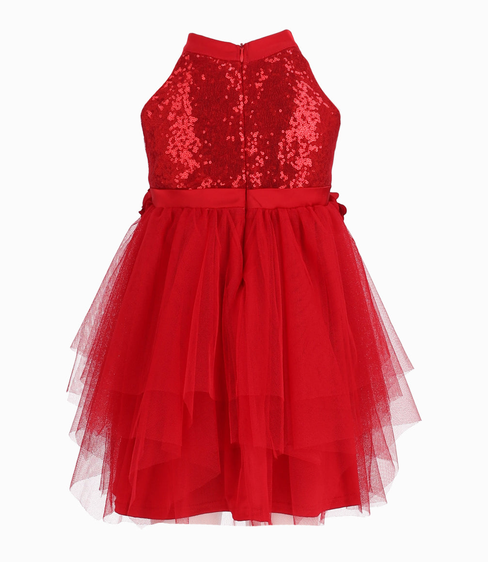 Vestido Niña Con Lentejuelas Y Flores