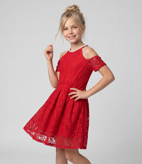 Vestido Niña De Encaje 2 años / Rojo