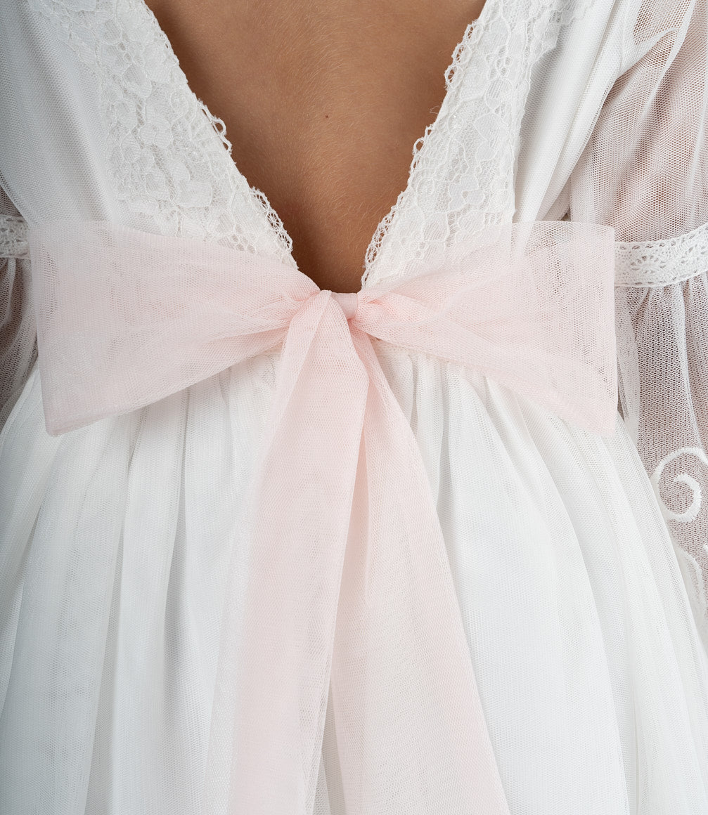 Vestido Niña Con Lazo 2 años / Blanco
