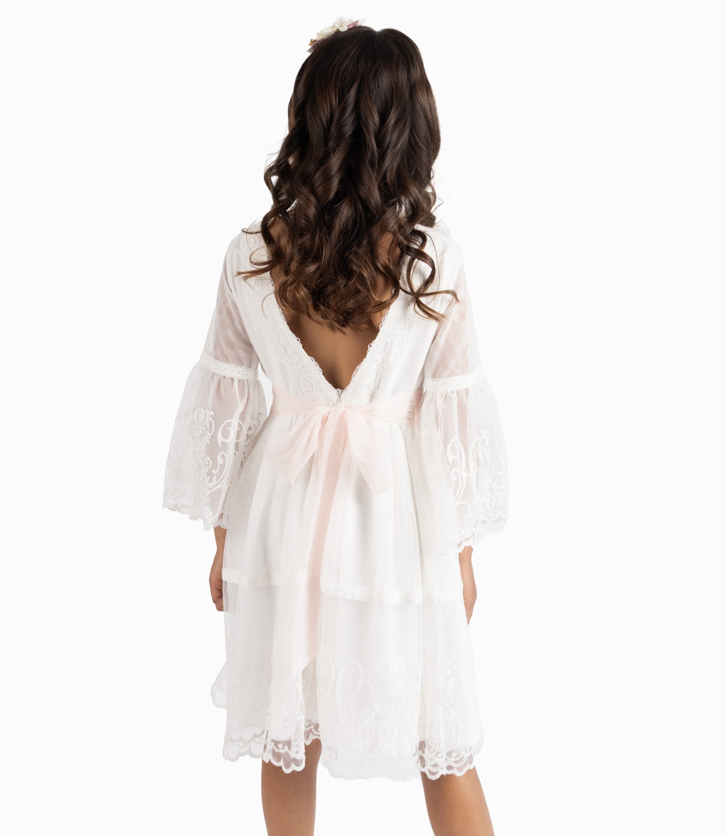 Vestido Niña Con Lazo 2 años / Blanco