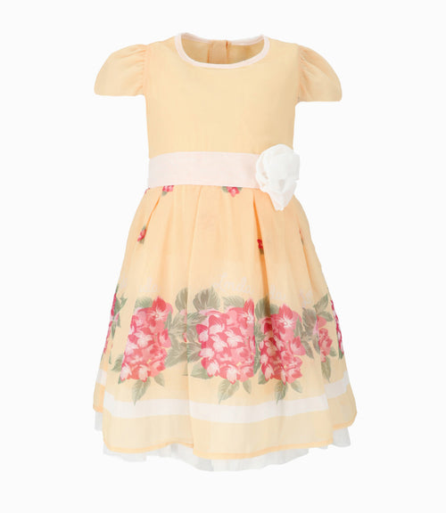 Vestido niña plisado con flores 2 años / Amarillo