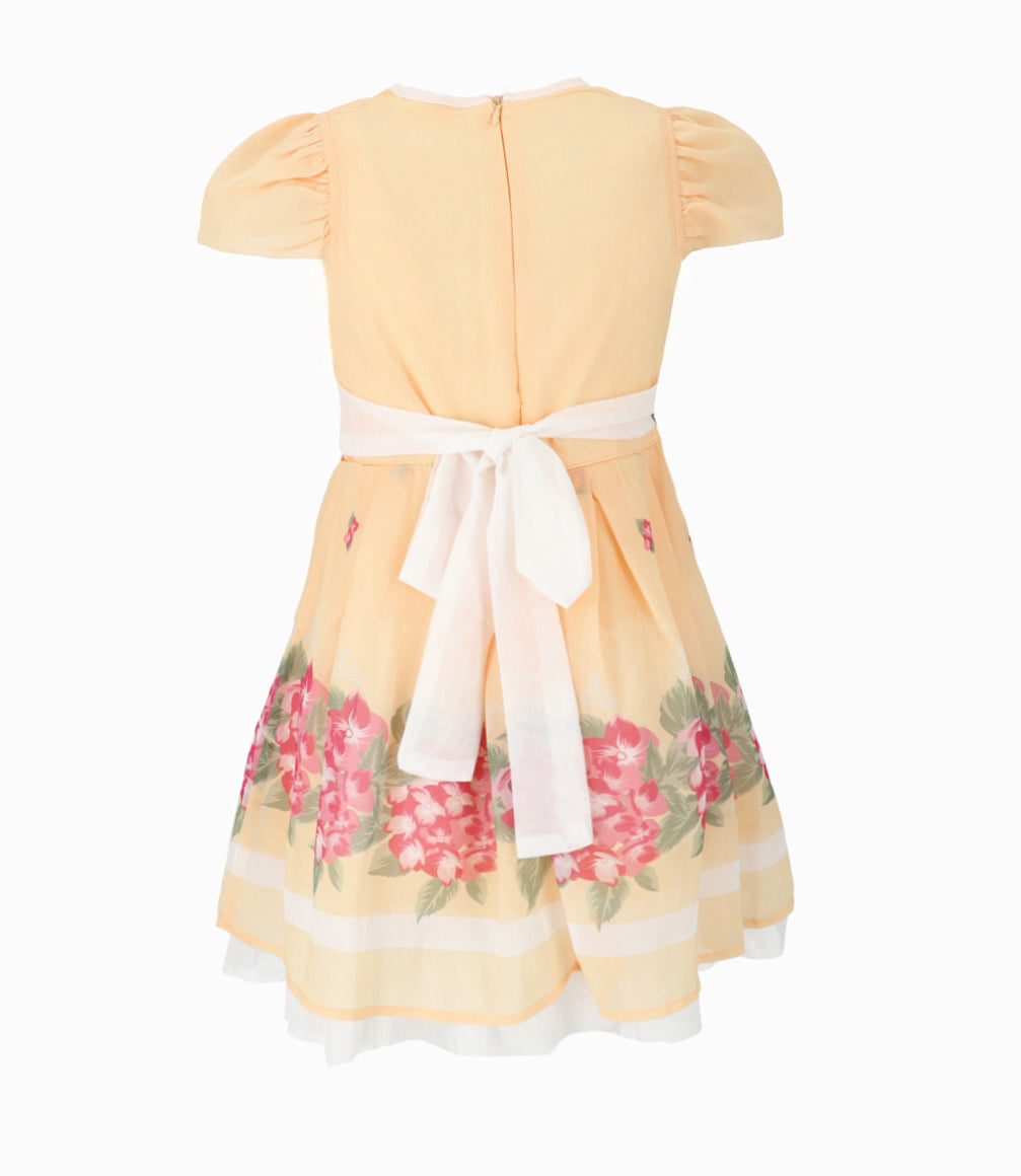 Vestido niña plisado con flores 2 años / Amarillo