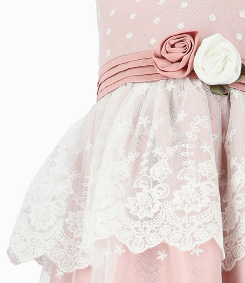 Vestido niña de tul bordado 2 años / Rosado