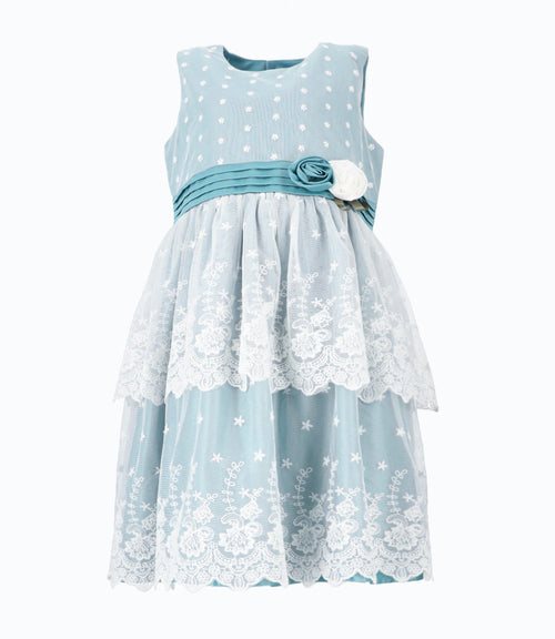 Vestido niña de tul bordado 2 años / Menta