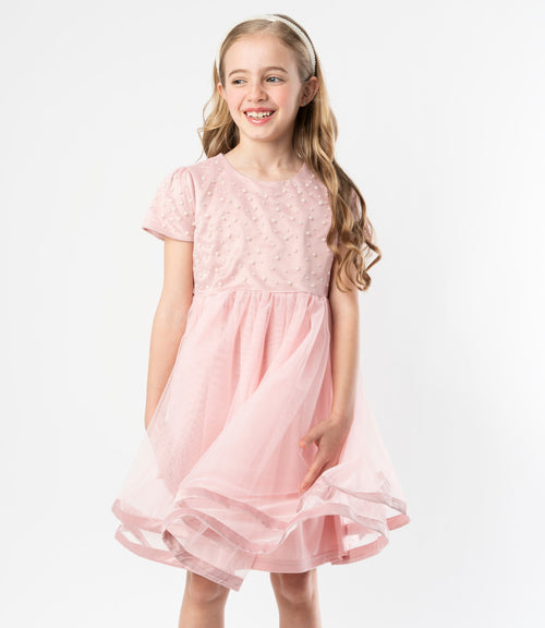 Vestido niña con perlas 2 años / Rosado