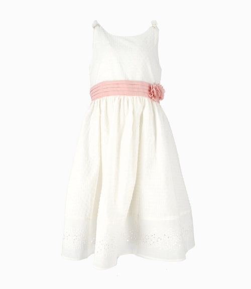 Vestido niña con lazo 2 años / Blanco