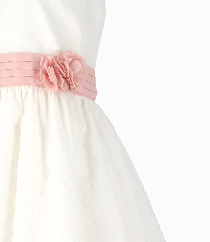 Vestido niña con lazo 2 años / Blanco