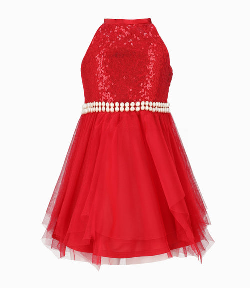 Vestido niña con perlas 2 años / Rojo