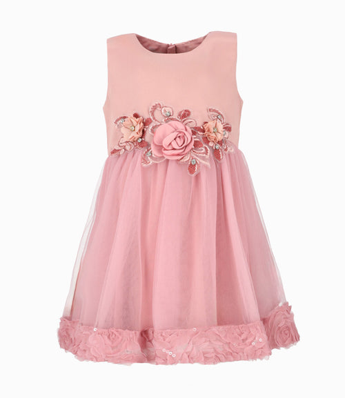 Vestido niña con tul 2 años / Palo Rosa