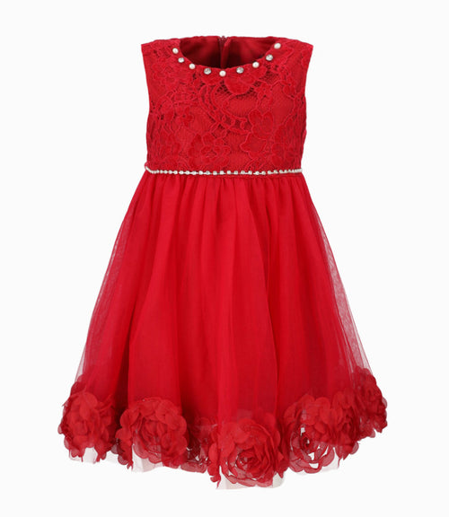 Vestido niña con flores 2 años / Rojo