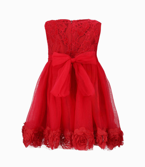 Vestido niña con flores 2 años / Rojo