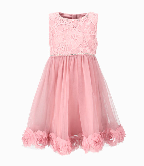 Vestido niña con flores 2 años / Palo Rosa